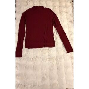 Burgundy Ribbed Mock Neck Long Sleeve Top Small IA8450R236